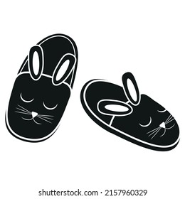 Cute Cozy Home Slippers Black Stencil Icon