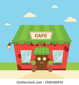 cute and cozy roadside cafe illustration