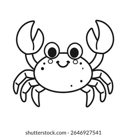 Cute crab adorable sea animal coloring page vector Illustration isolated on white background