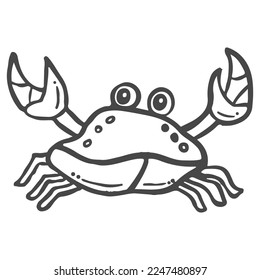 cute crab animal in sea hand drawn sketch doodle illustration