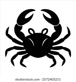    Cute Crab  animal silhouette design  on White background.