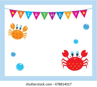 cute crab birthday invitation card