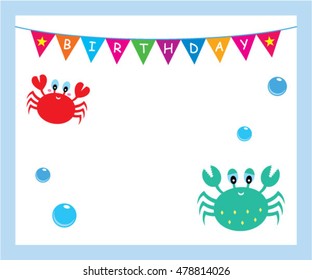 cute crab birthday invitation card