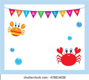 cute crab birthday invitation card