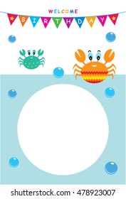 cute crab birthday invitation card