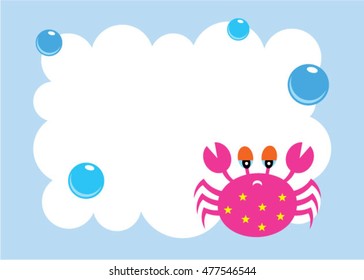 cute crab card with bubble vector
