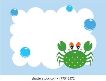 cute crab card with bubble vector