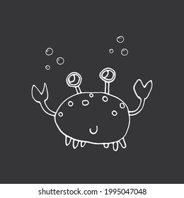 Cute Crab Cartoon Animal, baby and children print design Vector Illustration.