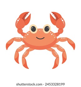 Cute crab. Cartoon character. Sea animal isolated on white background.