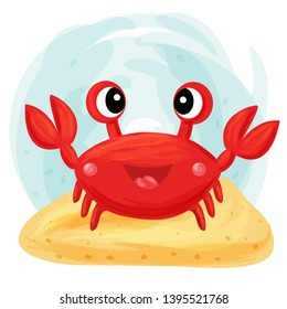 Cute crab. Cartoon. Children's illustration. For printing on postcards, covers, mugs, children's clothing.