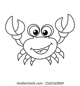 Cute crab cartoon coloring page illustration vector. For kids coloring book.