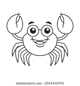 Cute crab cartoon coloring page illustration vector. For kids coloring book.