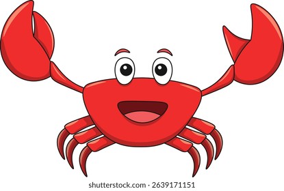 Cute crab cartoon. Flat vector illustration. Wild life animals. Cute animal on white background