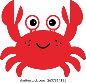 Cute crab cartoon icon. Cute and beautiful crab sign. Red crab symbol. flat style.
