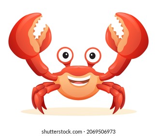 Cute crab cartoon illustration isolated on white background