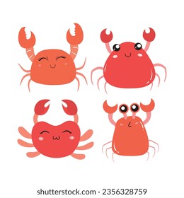 Cute Crab Cartoon Illustration Isolated In White Background