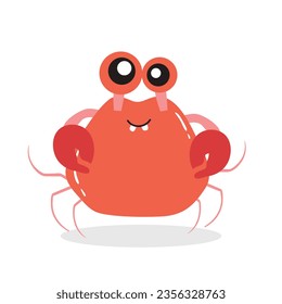 Cute Crab Cartoon Illustration Isolated In White Background