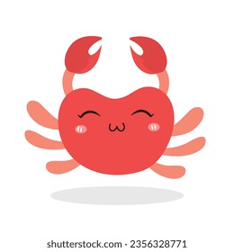 Cute Crab Cartoon Illustration Isolated In White Background
