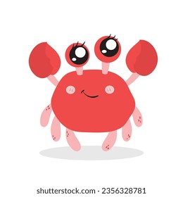 Cute Crab Cartoon Illustration Isolated In White Background