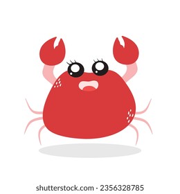 Cute Crab Cartoon Illustration Isolated In White Background