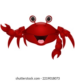 Cute crab cartoon on white background