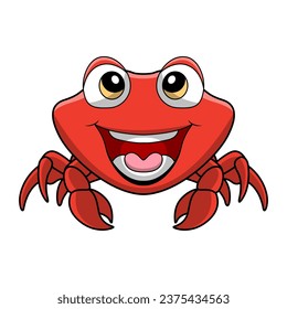 Cute crab cartoon on white background
