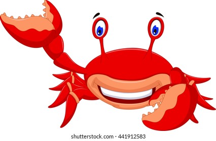 cute crab cartoon smiling