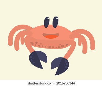 Cute crab cartoon vector icon illustration, mascot crab logo in cartoon comic animal style