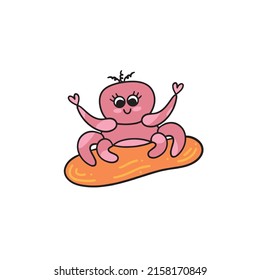 cute crab cartoon vector icon illustration