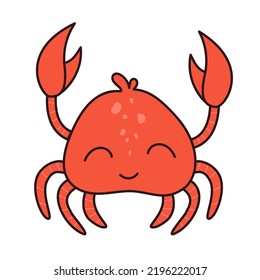cute crab cartoon vector icon illustration, mascot logo, cartoon animal style.