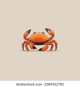 cute crab cartoon vector icon illustration, mascot logo, cartoon animal style