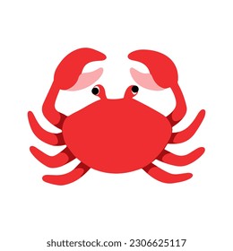 cute crab cartoon vector icon illustration, mascot logo, cartoon animal style