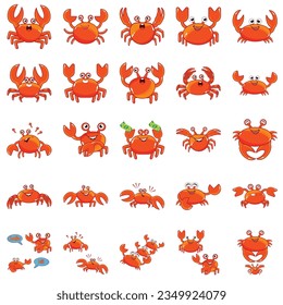 cute crab cartoon vector icon illustration, mascot logo, cartoon animal style