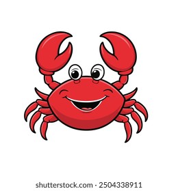 cute crab cartoon vector icon illustration, mascot logo, cartoon animal style