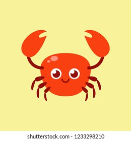 Cute crab. Cartoon vector illustration in flat style