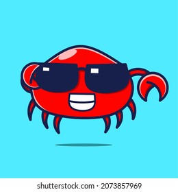cute crab character with sunglasses