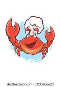 cute crab chef cartoon character mascot