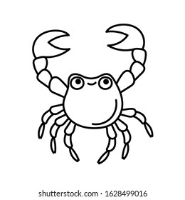 Cute Crab Coloring Page Doodle Illustration Stock Vector (Royalty Free ...