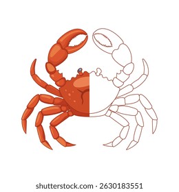 Cute crab coloring page for kids.