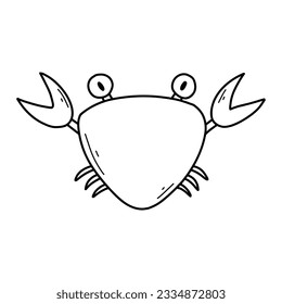 Cute crab in doodle style. Linear crab isolated on white background. vector illustration.