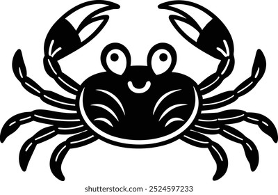 Cute crab drawn black line doodle design .This is an editable and printable vector eps file