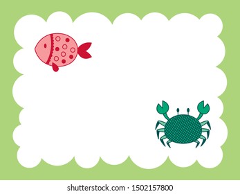cute crab and fish message greeting card
