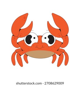 Ilustración de icono de dibujos animados de diseño plano de cangrejo lindo