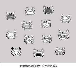 cute crab graphic vector set