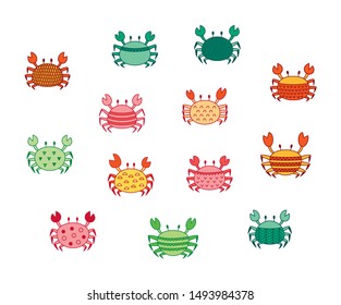 cute crab graphic vector set