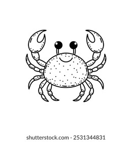 Cute crab in hand drawn doodle style on white background.