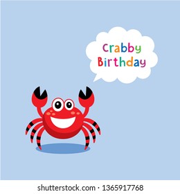 cute crab happy crabby birthday greeting card