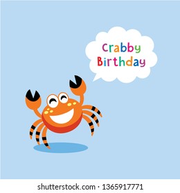 cute crab happy crabby birthday greeting card