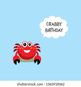 cute crab happy crabby birthday greeting card vector