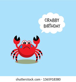 cute crab happy crabby birthday greeting card vector